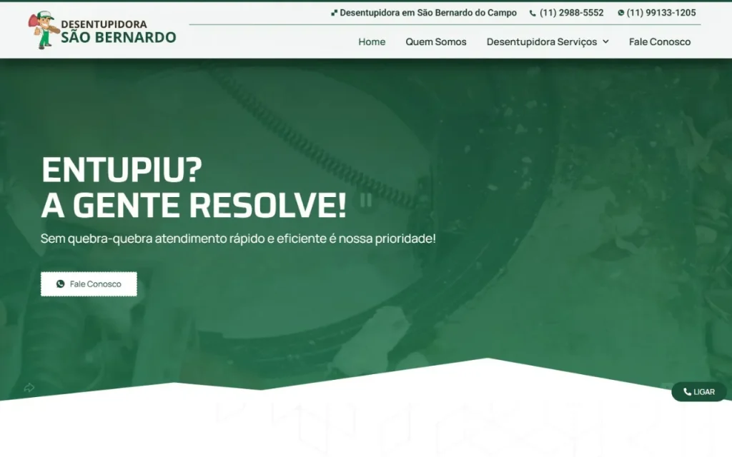 Site Desentupidora São Bernardo criado pela Agência Aúnika