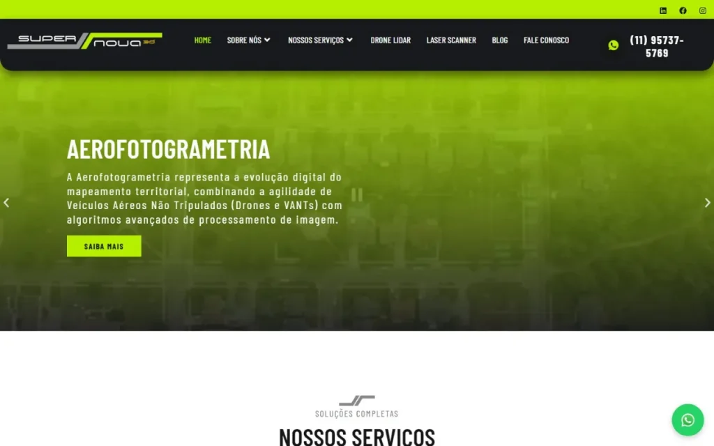 Site Super Nova 3D criado pela Agência Aúnika