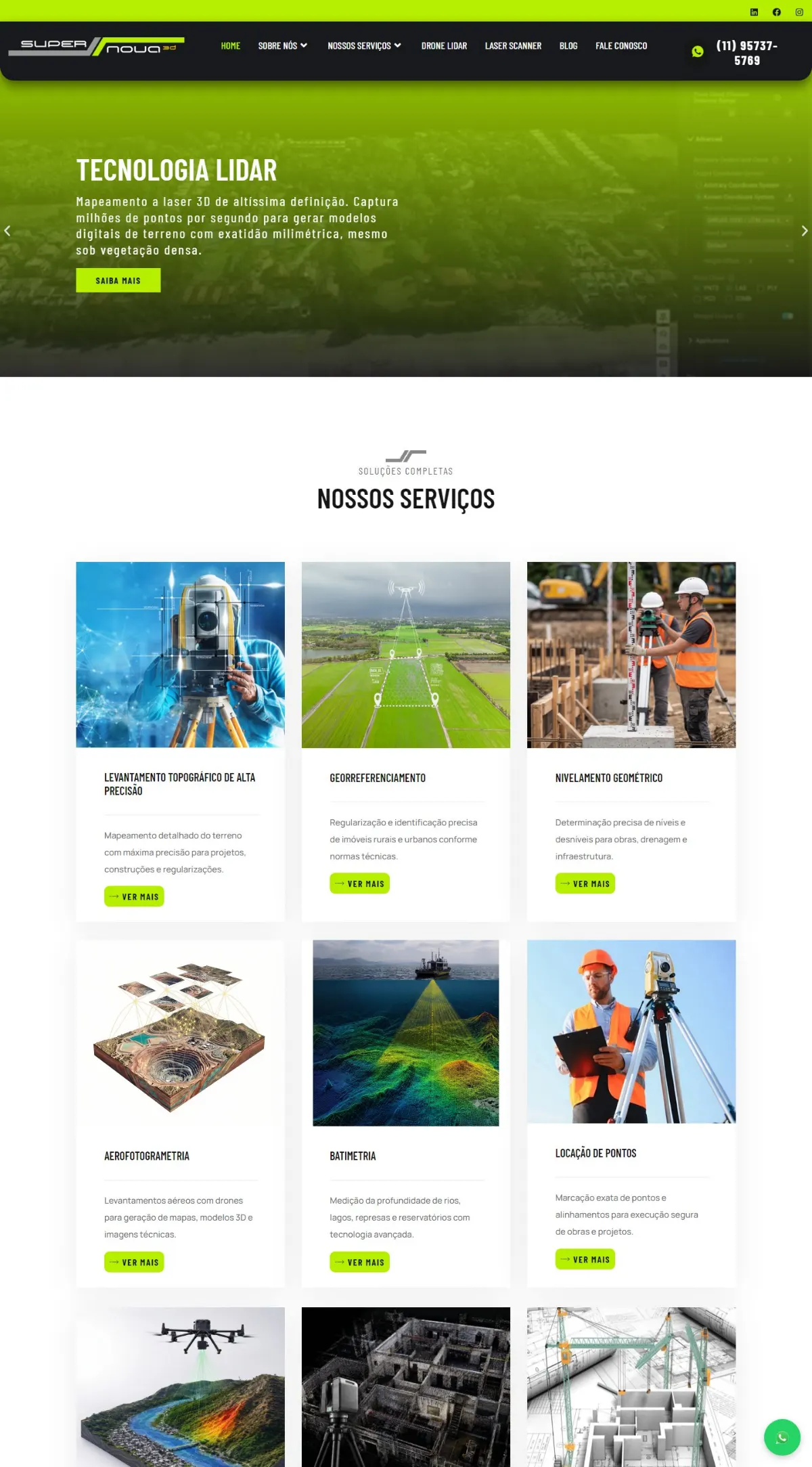 Página inicial do site Super Nova 3D criado pela Agência Aúnika