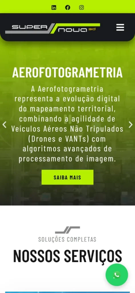 Versão para celular do site Super Nova 3D