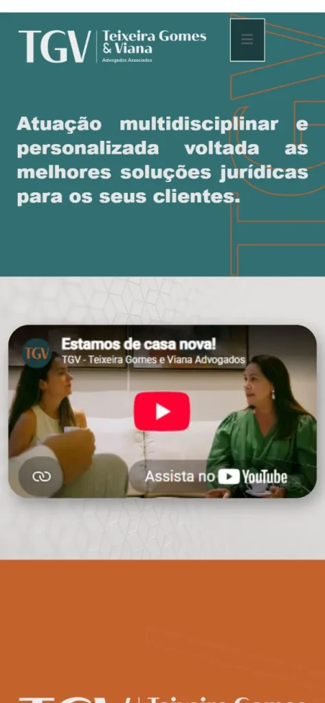 Versão para celular do site TGV Advogados