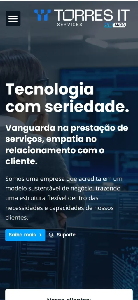 Versão para celular do site TorresIT