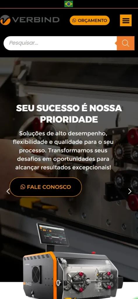 Versão para celular do site Verbind do Brasil