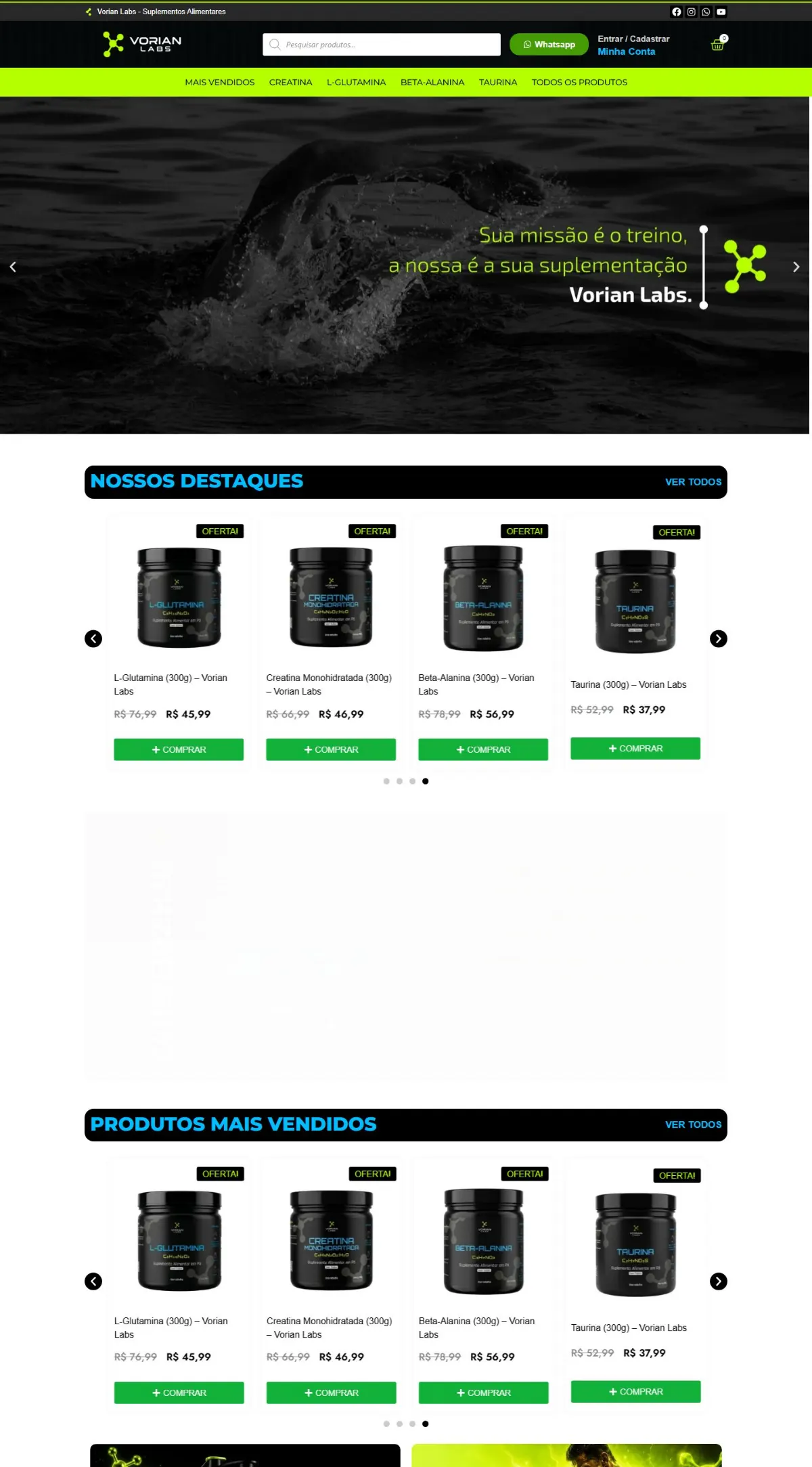 Página inicial do site Vorian Labs criado pela Agência Aúnika