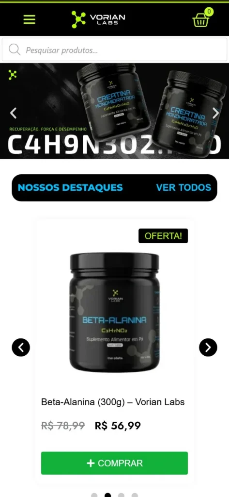 Versão para celular do site Vorian Labs