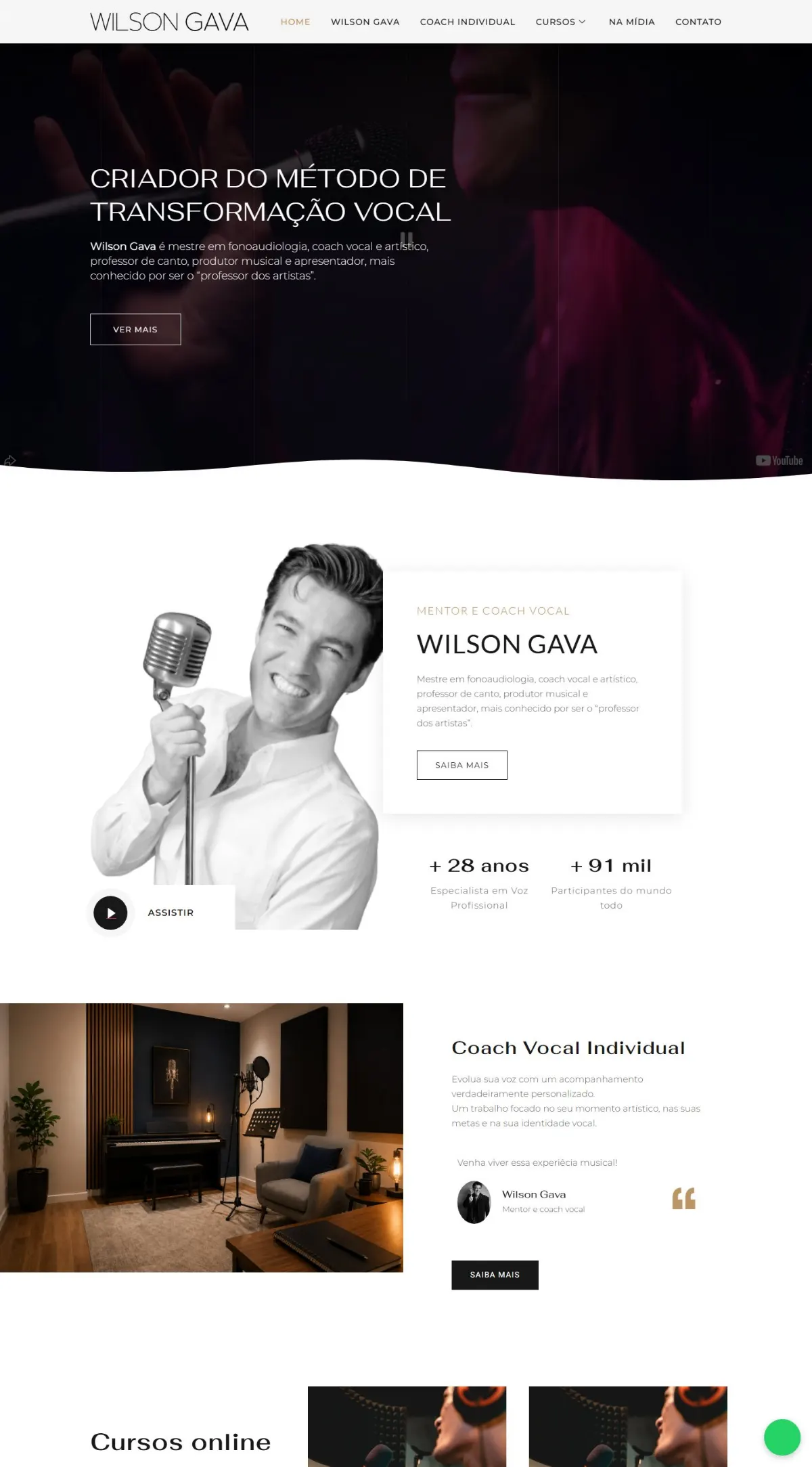 Página inicial do site Wilson Gava criado pela Agência Aúnika