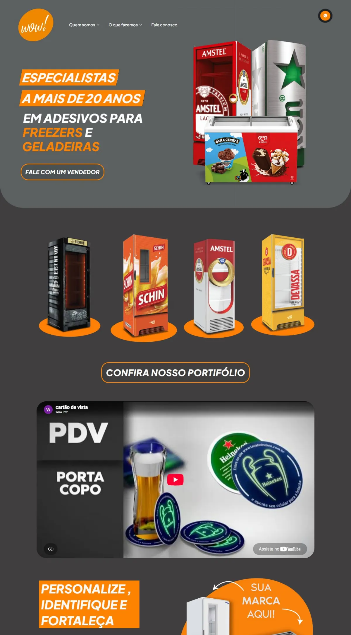 Página inicial do site WowPDV criado pela Agência Aúnika