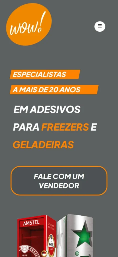 Versão para celular do site WowPDV